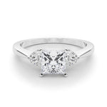 LUMEO Princess Three Stone Diamond Engagement Ring Set in Platinum 