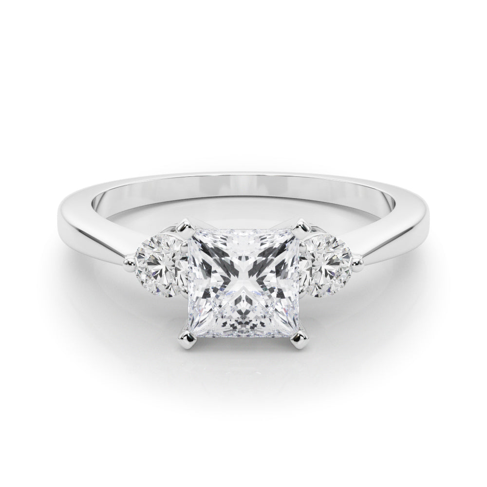 LUMEO Princess Three Stone Diamond Engagement Ring Set in Platinum 