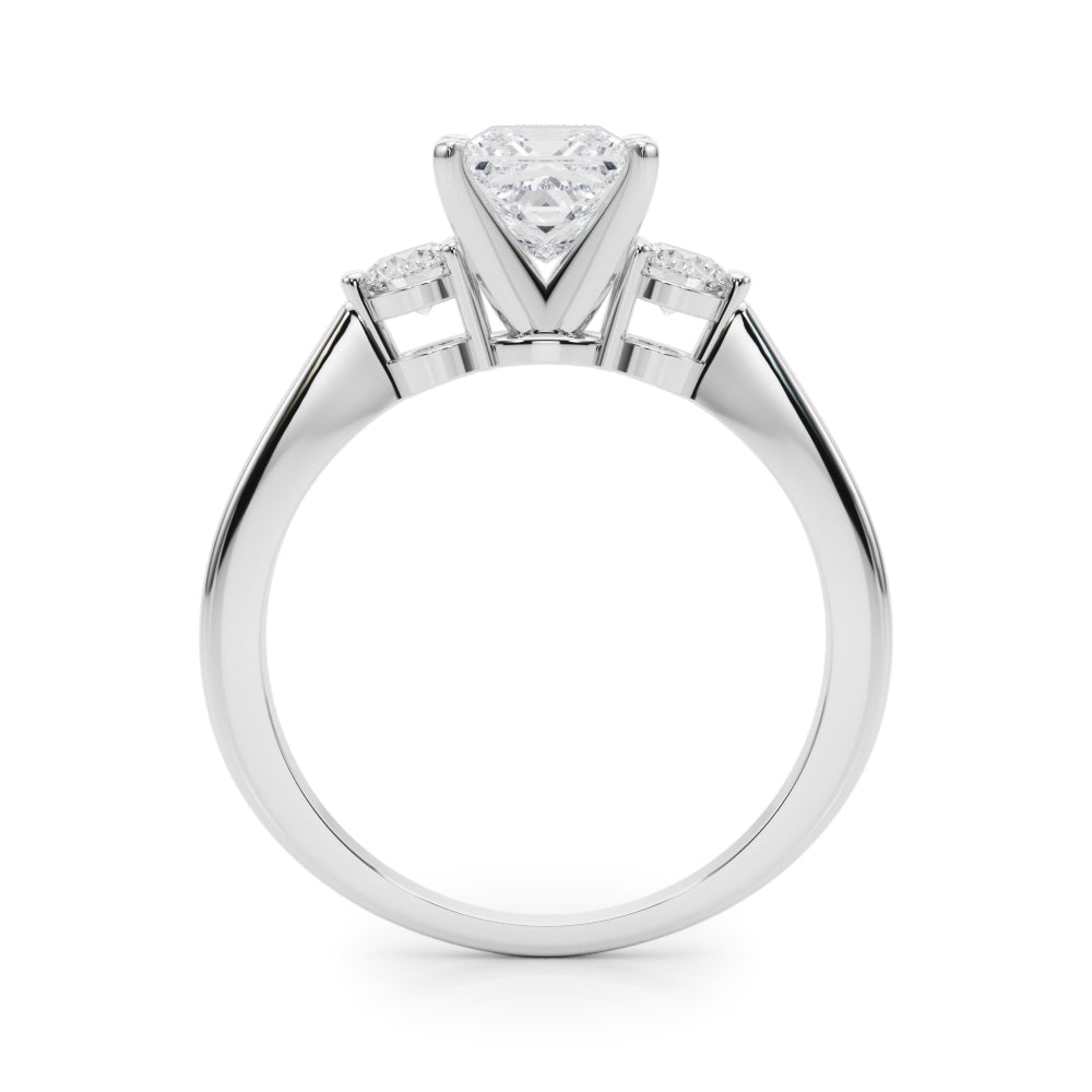 LUMEO Princess Three Stone Diamond Engagement Ring Side View in Platinum 