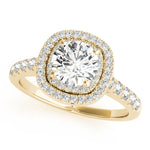LUMEO Round Halo Diamond Engagement Ring Front View in 18k Solid Yellow Gold 