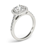 LUMEO Round Halo Diamond Engagement Ring Angle View in Platinum 