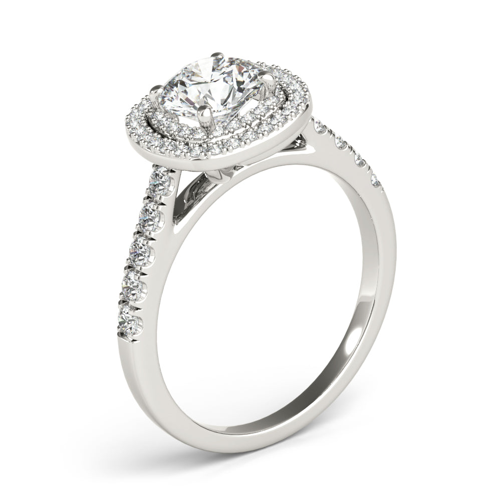 LUMEO Round Halo Diamond Engagement Ring Angle View in Platinum 
