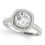 LUMEO Round Halo Diamond Engagement Ring Front View in Platinum 