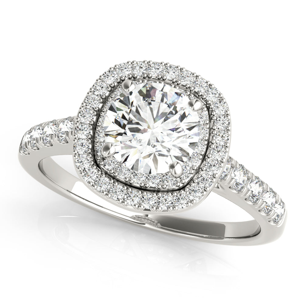 LUMEO Round Halo Diamond Engagement Ring Front View in Platinum 