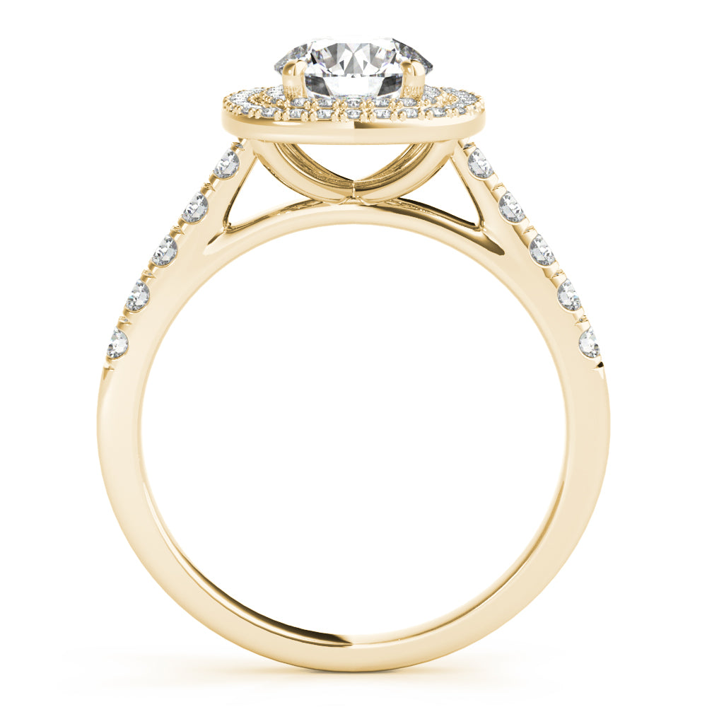 LUMEO Round Halo Diamond Engagement Ring Side View in 18k Solid Yellow Gold 