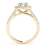 LUMEO Round Halo Diamond Engagement Ring Side View in 18k Solid Yellow Gold 