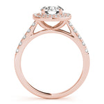 LUMEO Round Halo Diamond Engagement Ring Side View in 18k Solid Rose Gold 