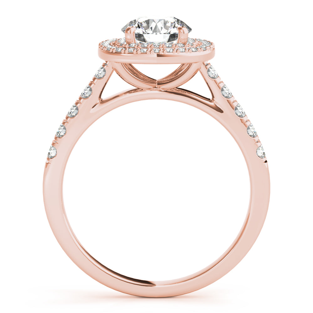 LUMEO Round Halo Diamond Engagement Ring Side View in 18k Solid Rose Gold 