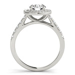 LUMEO Round Halo Diamond Engagement Ring Side View in Platinum 