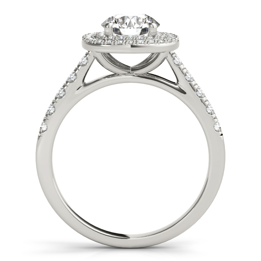 LUMEO Round Halo Diamond Engagement Ring Side View in Platinum 