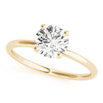 LUMEO Round Solitaire Diamond Engagement Ring Front View in 18k Solid Yellow Gold 