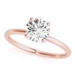 LUMEO Round Solitaire Diamond Engagement Ring Front View in 18k Solid Rose Gold 