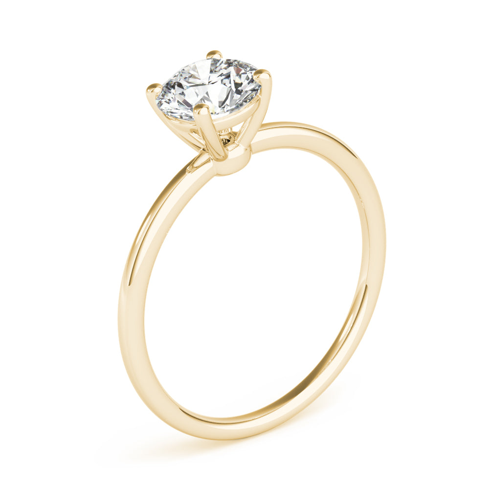 LUMEO Round Solitaire Diamond Engagement Ring Angle View in 18k Solid Yellow Gold 