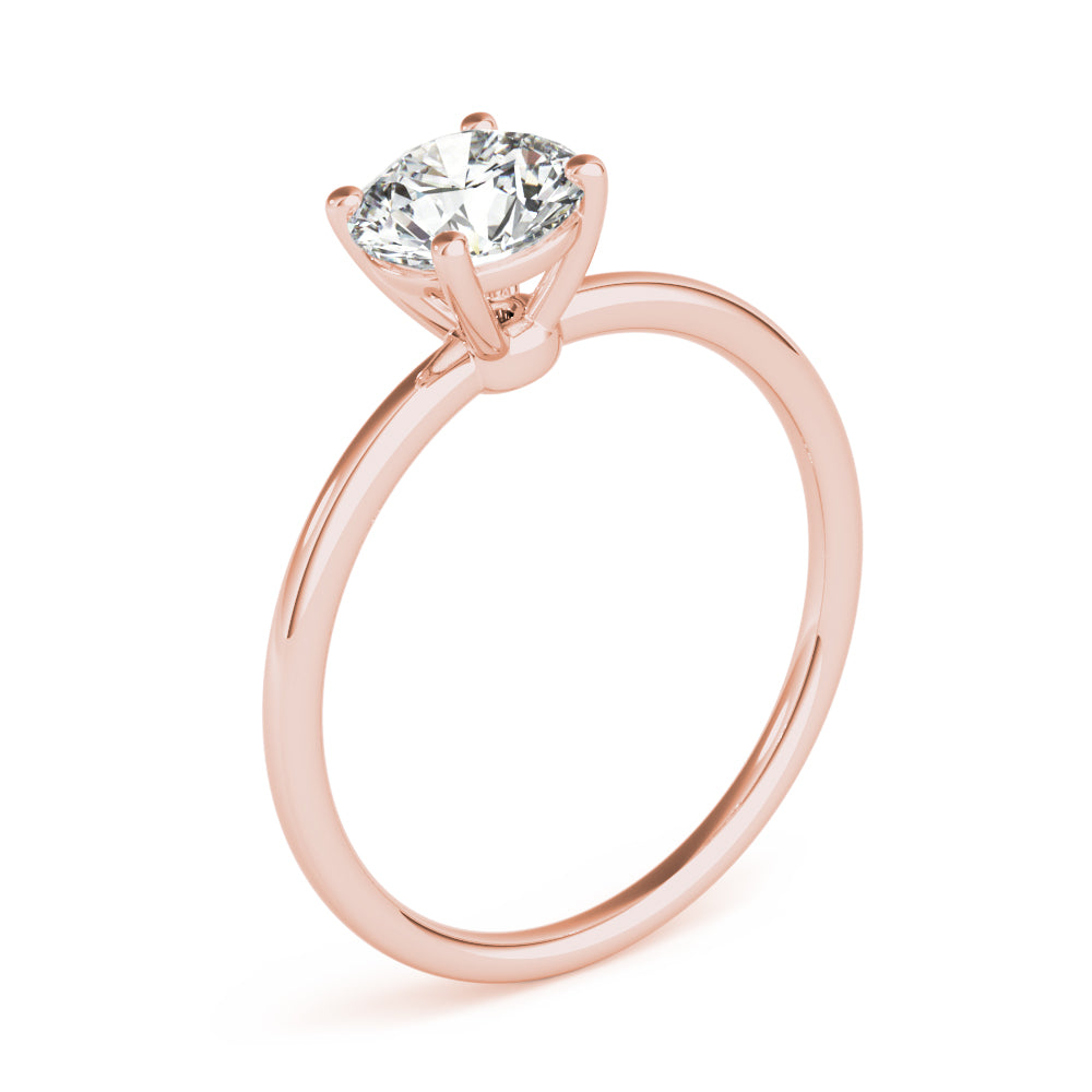 LUMEO Round Solitaire Diamond Engagement Ring Angle View in 18k Solid Rose Gold 