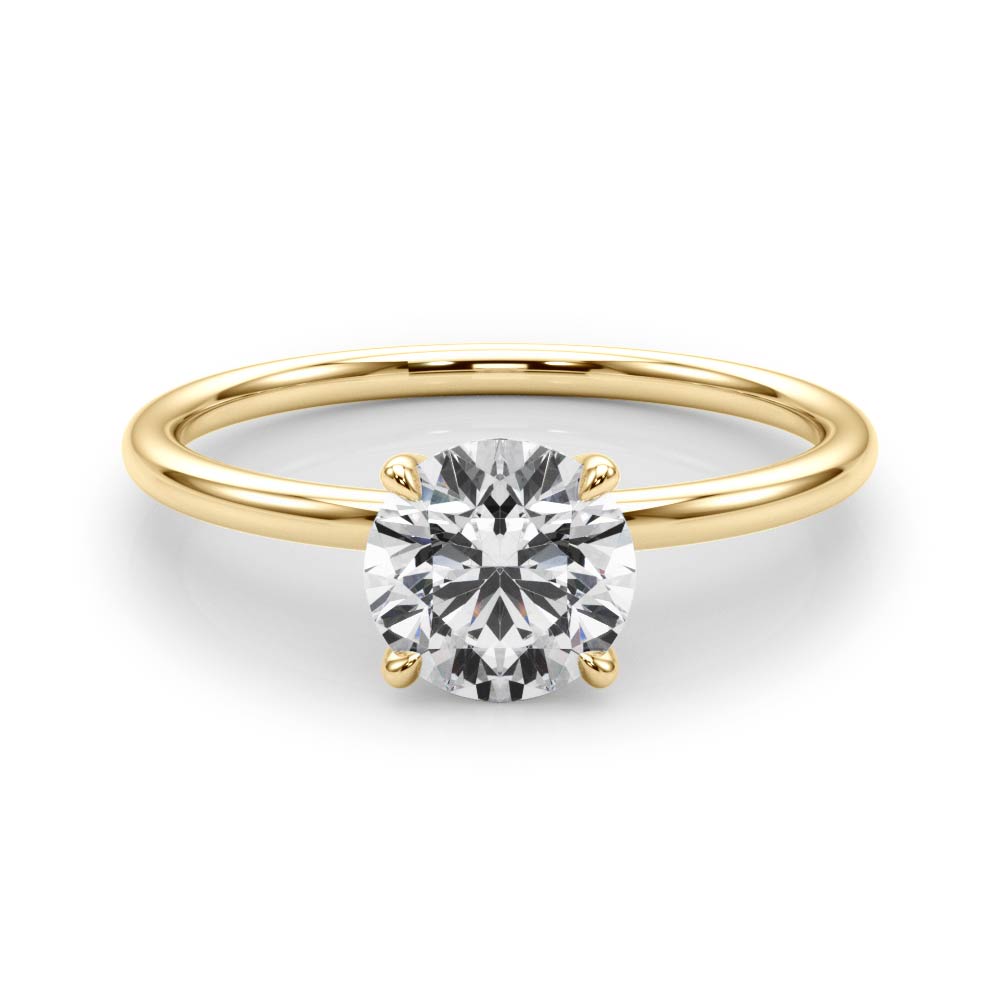 LUMEO Round Solitaire Diamond Engagement Ring Set in 18k Solid Yellow Gold 