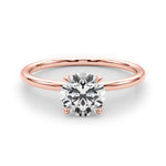 LUMEO Round Solitaire Diamond Engagement Ring Set in 18k Solid Rose Gold 