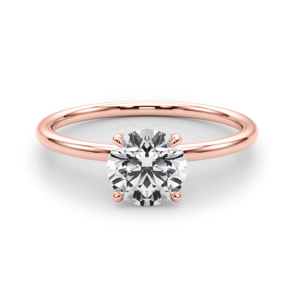 LUMEO Round Solitaire Diamond Engagement Ring Set in 18k Solid Rose Gold 
