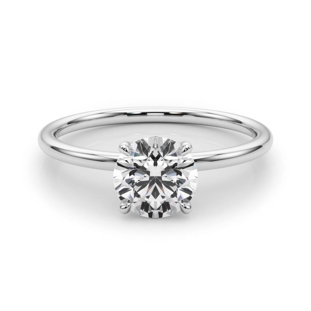 LUMEO Round Solitaire Diamond Engagement Ring Set in Platinum 