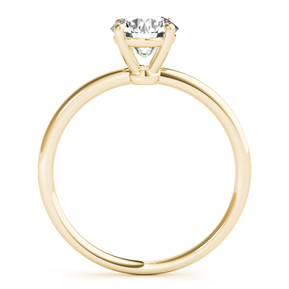 LUMEO Round Solitaire Diamond Engagement Ring Side View in 18k Solid Yellow Gold 