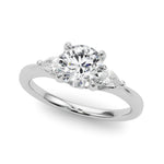 LUMEO Round Three Stone Diamond Engagement Ring Front View in Platinum 