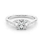 LUMEO Round Three Stone Diamond Engagement Ring Set in Platinum 