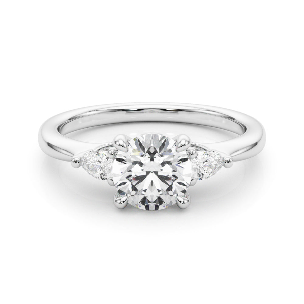 LUMEO Round Three Stone Diamond Engagement Ring Set in Platinum 