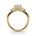 LUMEO Round Three Stone Diamond Engagement Ring Side View in 18k Solid Yellow Gold 
