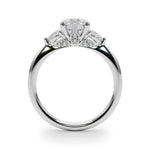 LUMEO Round Three Stone Diamond Engagement Ring Side View in Platinum 
