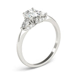 LUMEO Oval Three Stone Diamond Engagement Ring Angle View in Platinum 