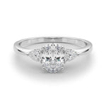 LUMEO Oval Three Stone Diamond Engagement Ring Set in Platinum 