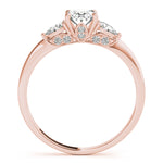 LUMEO Oval Three Stone Diamond Engagement Ring Side View in 18k Solid Rose Gold 