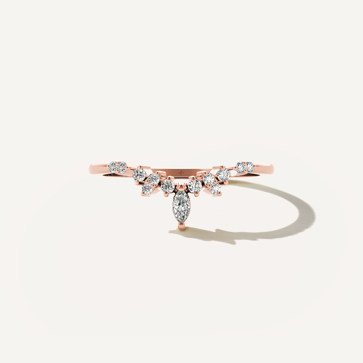 LUMEO Callie Chevron Wedding Band in 18k Rose Gold 