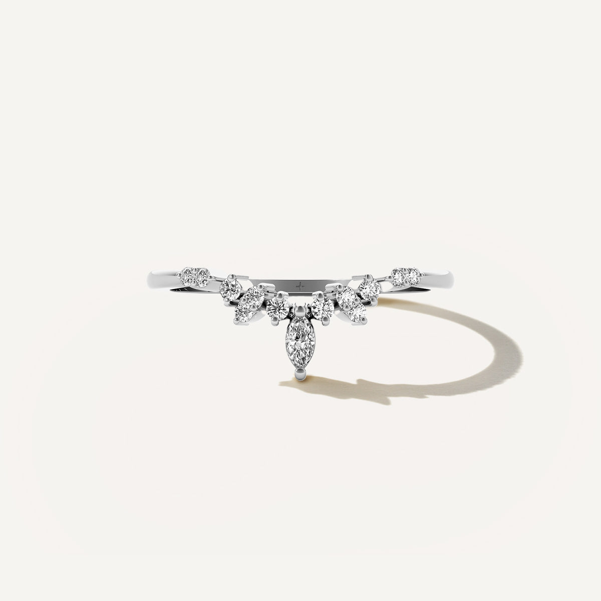 LUMEO Callie Chevron Wedding Band in Platinum or 18k White Gold 