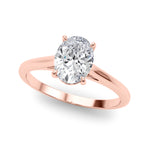 LUMEO Oval Solitaire Diamond Engagement Ring Front View in 18k Solid Rose Gold 