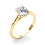 LUMEO Oval Solitaire Diamond Engagement Ring Angle View in 18k Solid Yellow Gold 