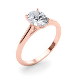 LUMEO Oval Solitaire Diamond Engagement Ring Angle View in 18k Solid Rose Gold 