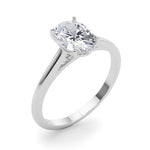 LUMEO Oval Solitaire Diamond Engagement Ring Angle View in Platinum 