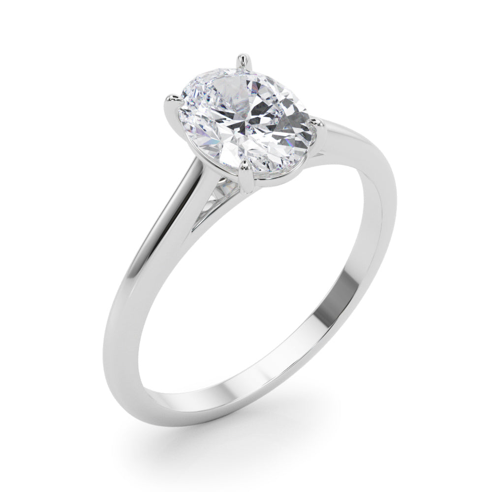 LUMEO Oval Solitaire Diamond Engagement Ring Angle View in Platinum 