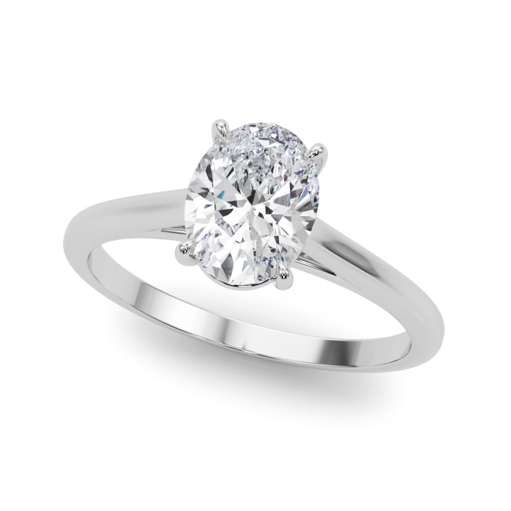 LUMEO Oval Solitaire Diamond Engagement Ring Front View in Platinum 