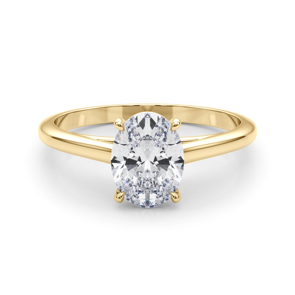 LUMEO Oval Solitaire Diamond Engagement Ring Set in 18k Solid Yellow Gold 