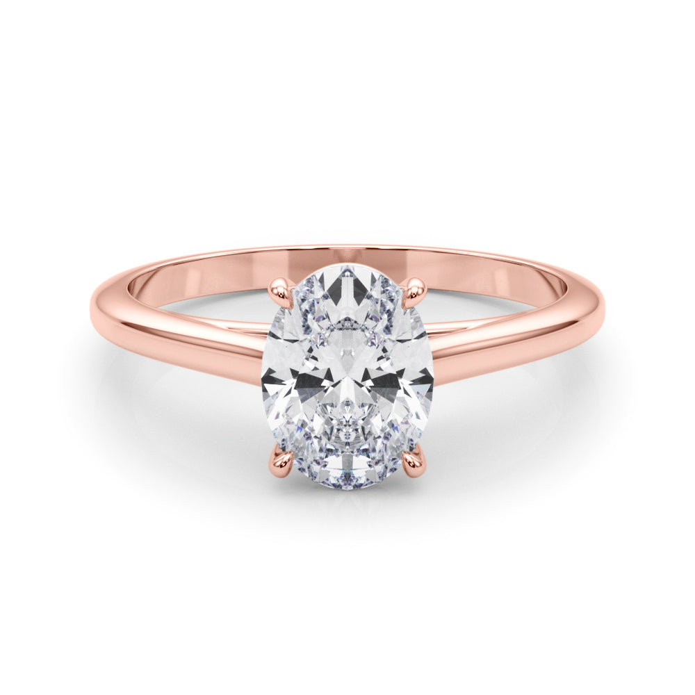 LUMEO Oval Solitaire Diamond Engagement Ring Set in 18k Solid Rose Gold 