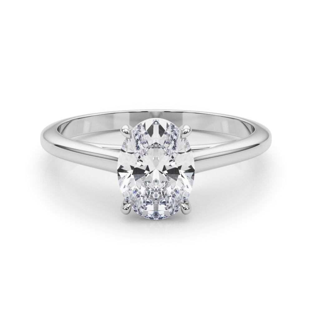 LUMEO Oval Solitaire Diamond Engagement Ring Set in Platinum 