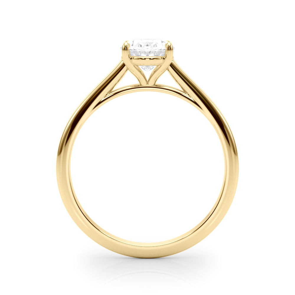 LUMEO Oval Solitaire Diamond Engagement Ring Side View in 18k Solid Yellow Gold 