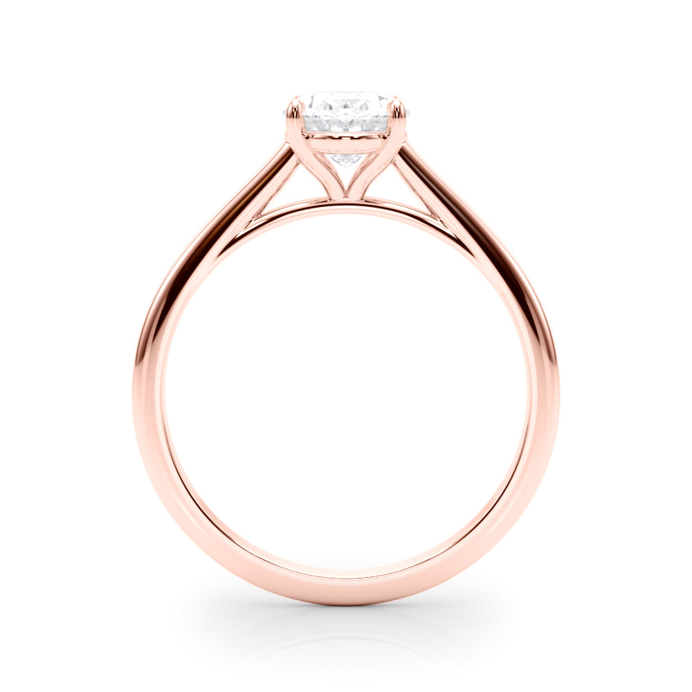 LUMEO Oval Solitaire Diamond Engagement Ring Side View in 18k Solid Rose Gold 
