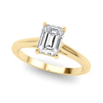 LUMEO Emerald Solitaire Diamond Engagement Ring Front View in 18k Solid Yellow Gold 
