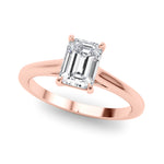 LUMEO Emerald Solitaire Diamond Engagement Ring Front View in 18k Solid Rose Gold 