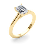 LUMEO Emerald Solitaire Diamond Engagement Ring Angle View in 18k Solid Yellow Gold 