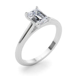 LUMEO Emerald Solitaire Diamond Engagement Ring Angle View in Platinum 