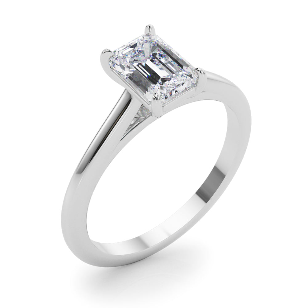 LUMEO Emerald Solitaire Diamond Engagement Ring Angle View in Platinum 