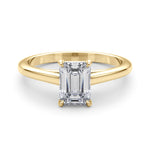 LUMEO Emerald Solitaire Diamond Engagement Ring Set in 18k Solid Yellow Gold 